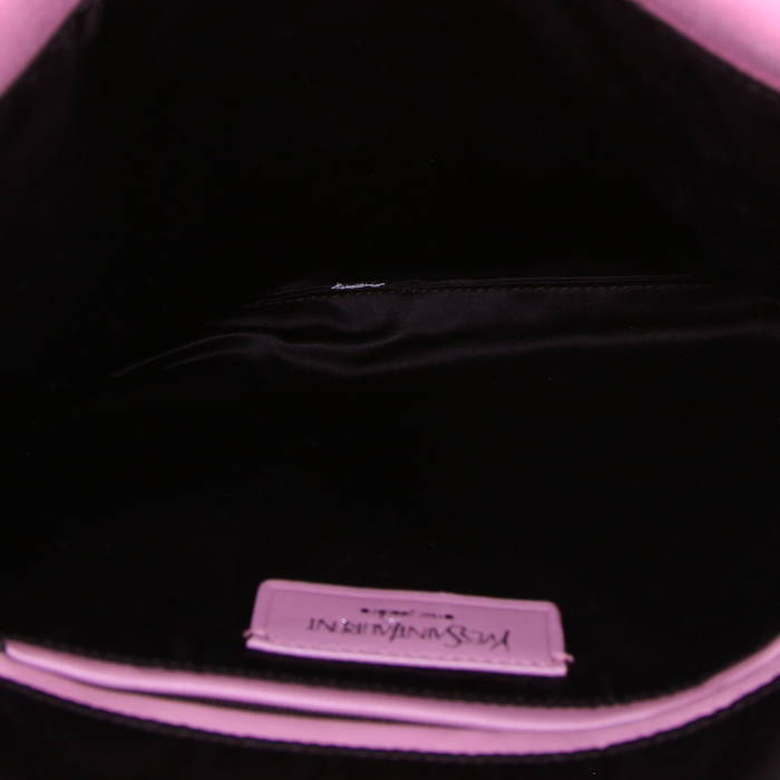 Saint Laurent shopping bag in pink canvas and pink leather - Detail D2