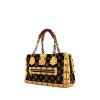 Shopping bag Louis Vuitton Edition Limitée Trompe L'oeil in velluto marrone e giallo e alligatore giallo - 00pp thumbnail