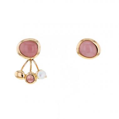 Orecchini Fred Belles Rives in oro rosa,  quarzo rosa e madreperla