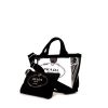 Prada small model handbag in transparent and black vinyl and black canvas - 00pp thumbnail