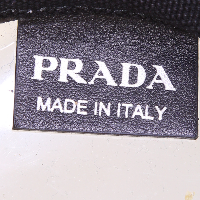 Sac à main Prada petit modèle en vinyle transparent et noir et toile noire - Detail D4