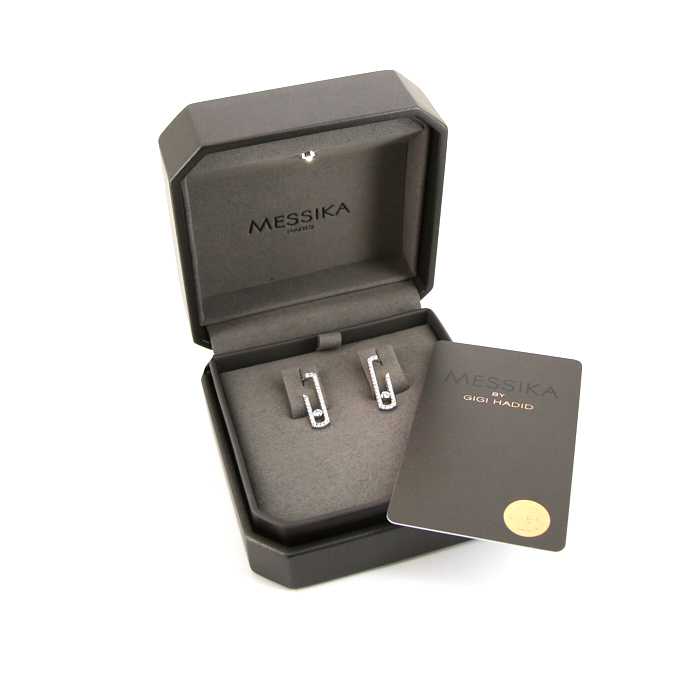 Pendientes Messika Move Addiction en oro blanco y diamantes - Detail D2