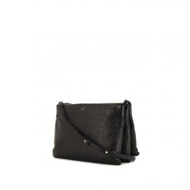 Bolso bandolera Céline Trio en cuero granulado negro