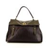 Yves Saint Laurent Muse Two handbag in grey, green and purple leather and black canvas - 360 thumbnail