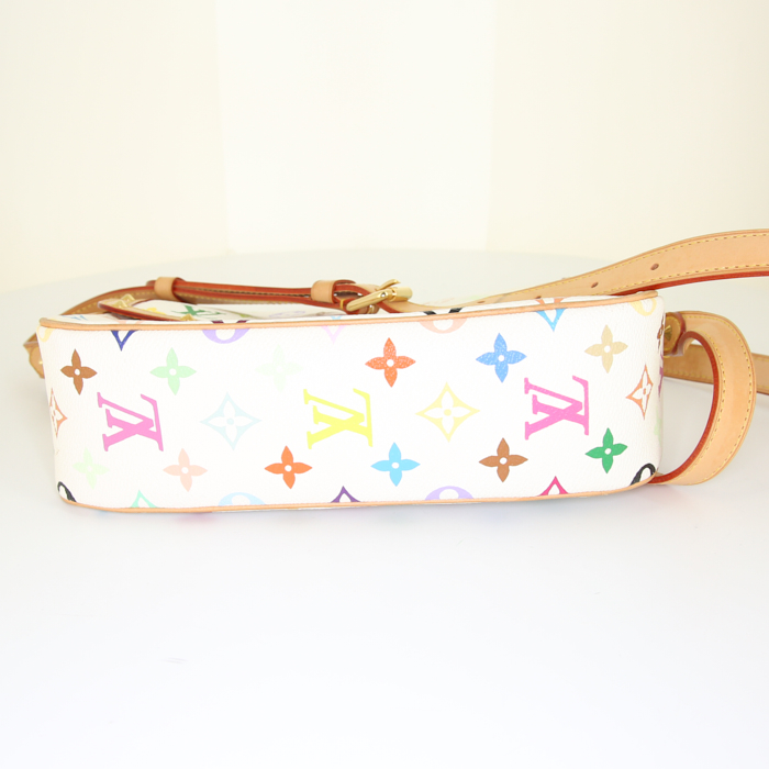 Borsa a tracolla Louis Vuitton Sologne in tela monogram multicolore e pelle naturale - Detail D4