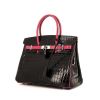 Hermes Birkin 30 cm handbag in black and pink niloticus crocodile - 00pp thumbnail
