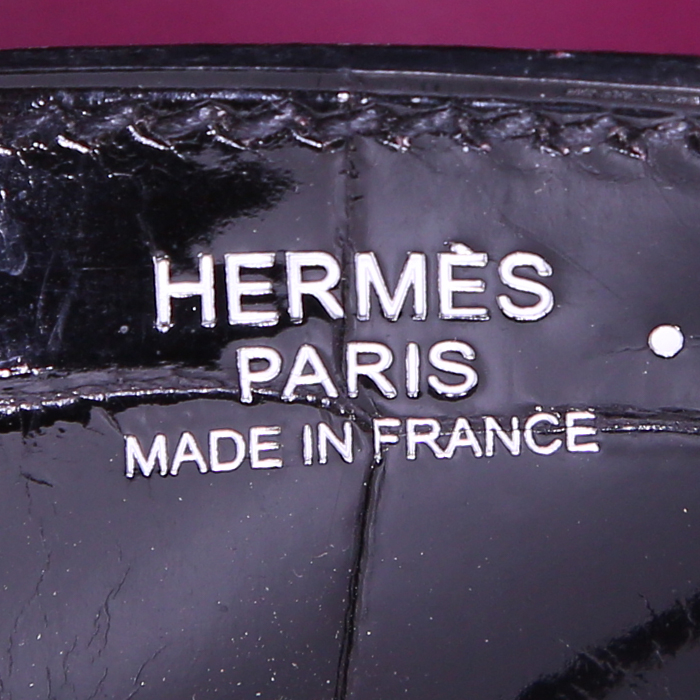 Hermes Birkin 30 cm handbag in black and pink niloticus crocodile - Detail D3