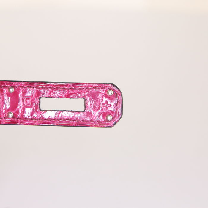 Borsa Hermes Birkin 30 cm in coccodrillo niloticus nero e rosa - Detail D4