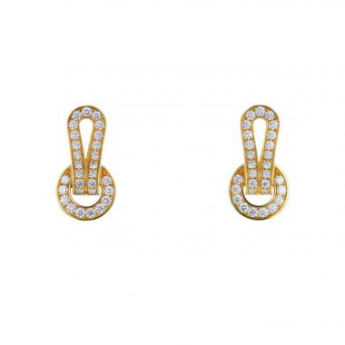 Paire de boucles d'oreilles Cartier Agrafe en or jaune et diamants