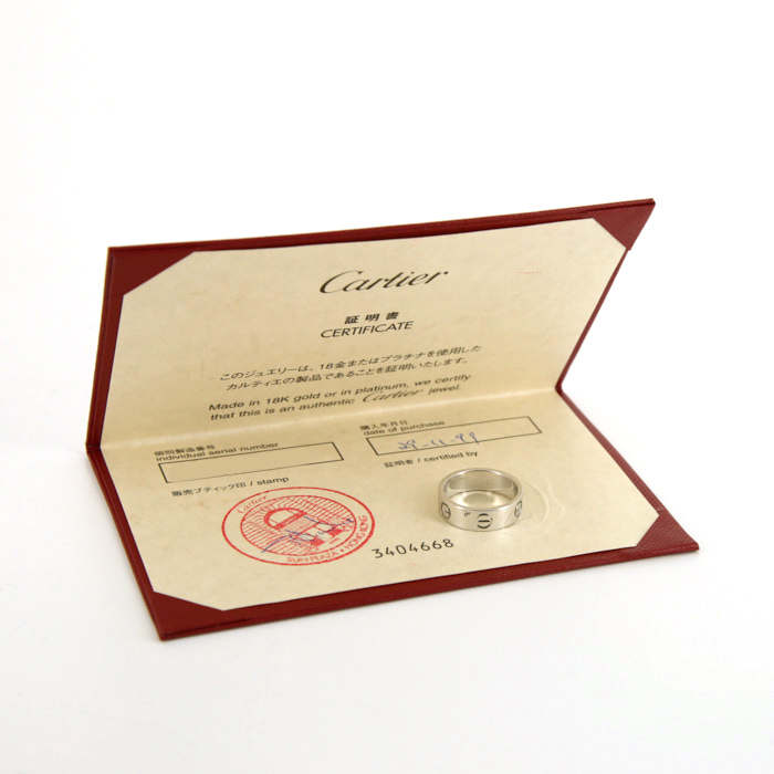 Sortija Cartier Love modelo pequeño en oro blanco - Detail D2