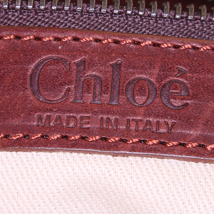 Chloé Silverado bag worn on the shoulder or carried in the hand in burgundy and black python and burgundy leather - Detail D3