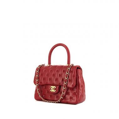 Borsa a tracolla Chanel Coco Handle in pelle trapuntata rossa