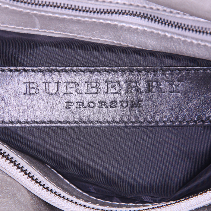 Sac Burberry en cuir argenté - Detail D3