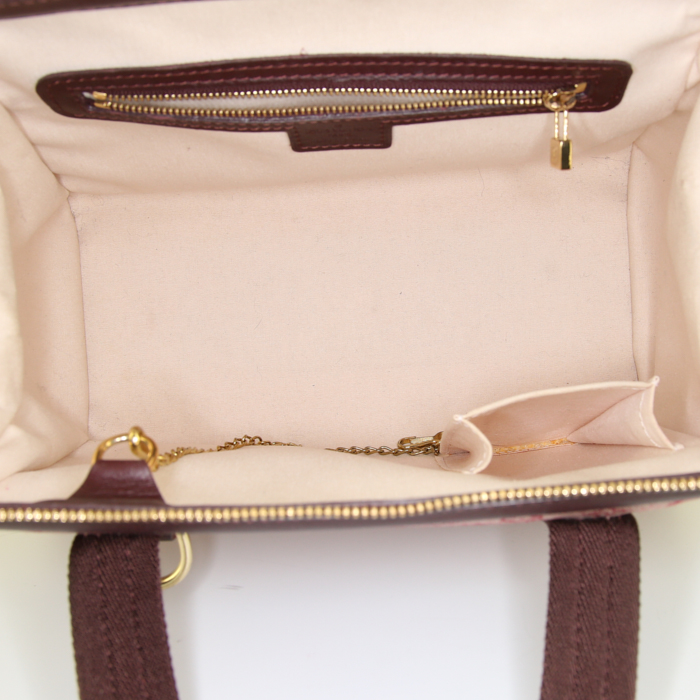 Louis Vuitton Joséphine small model handbag in burgundy monogram canvas Idylle and burgundy leather - Detail D2