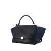 Celine Trapeze medium model shoulder bag in blue leather and blue suede - 00pp thumbnail