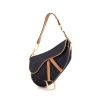 Dior Saddle handbag in blue denim canvas and brown leather - 00pp thumbnail