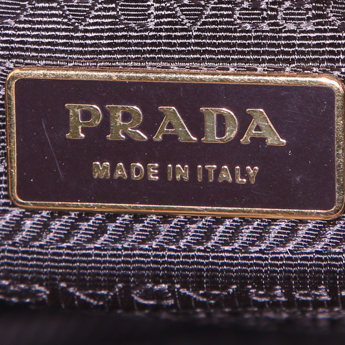 Shopping bag Prada Canapa in tela marrone con stampa leopardata - Detail D3