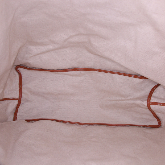 Bolso Cabás Goyard Saint-Louis modelo grande en tela Goyardine negra y cuero marrón - Detail D2