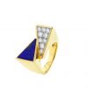 Vintage 1970's ring in yellow gold,  diamonds and lapis-lazuli - Detail D2 thumbnail