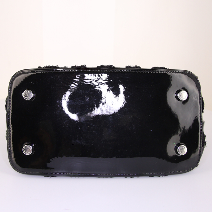 Borsa Louis Vuitton Fascination Lockit in pelle verniciata monogram nera - Detail D4