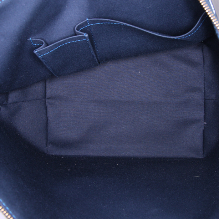 Sac à main Louis Vuitton Bellevue grand modèle en cuir verni monogram vert et cuir naturel - Detail D2