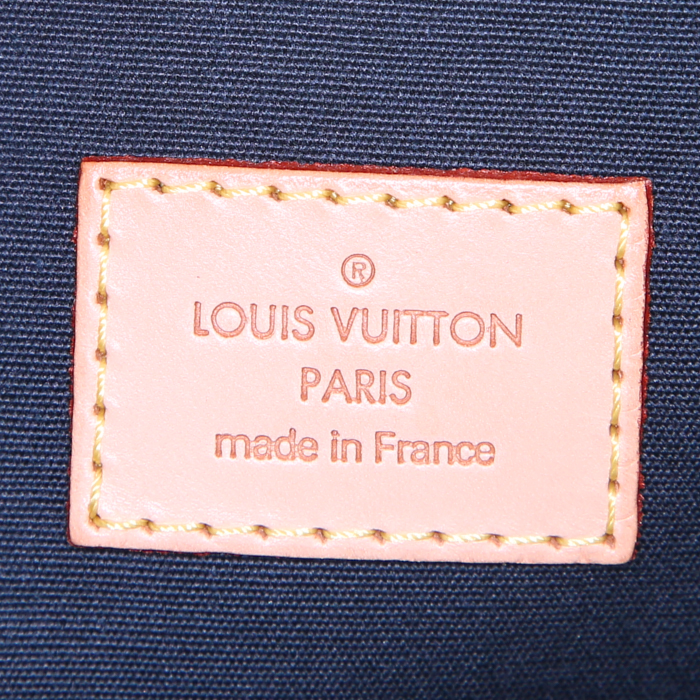 Sac à main Louis Vuitton Bellevue grand modèle en cuir verni monogram vert et cuir naturel - Detail D3