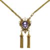 Mobile Vintage end of the 19th Century necklace in 9 carats yellow gold,  amethyst and pearls - 00pp thumbnail