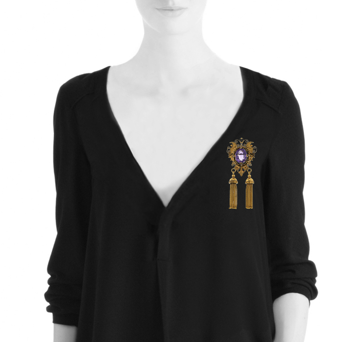 Collana mobile Vintage in oro giallo 9k,  ametista e perle - Detail D2