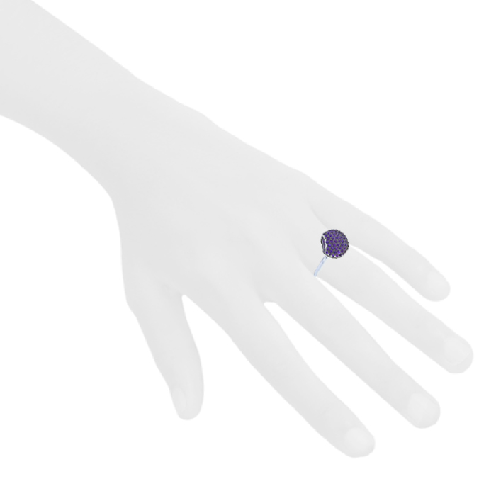Boucheron Tentation Macaron small model ring in white gold and amethysts - Detail D1