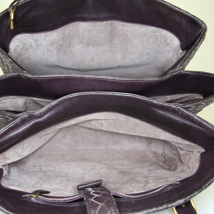 Bottega Veneta Roma handbag in plum intrecciato leather - Detail D2