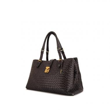 Bottega Veneta Roma handbag in plum intrecciato leather