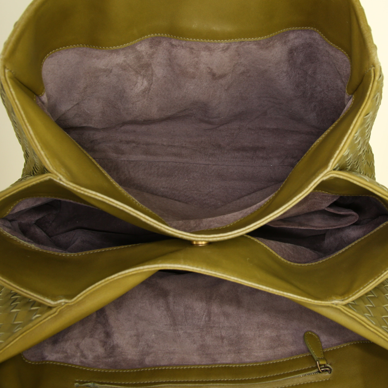 Shopping bag Bottega Veneta Roma in pelle intrecciata verde - Detail D2