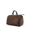 Sac de voyage Louis Vuitton Speedy 35 en toile damier ébène et cuir marron - 00pp thumbnail
