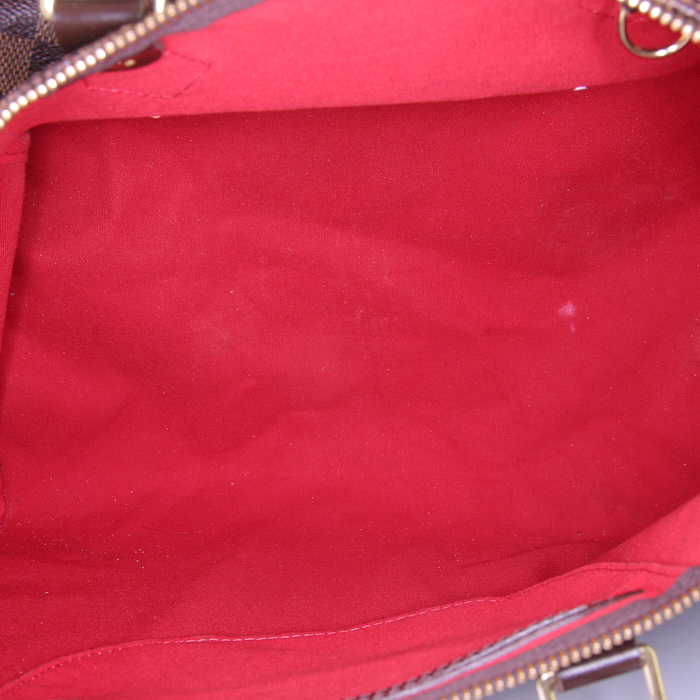 Borsa da viaggio Louis Vuitton Speedy 35 in tela a scacchi ebana e pelle marrone - Detail D2