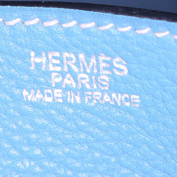 Bolso de mano Hermes Birkin 30 cm en cuero togo azul - Detail D3