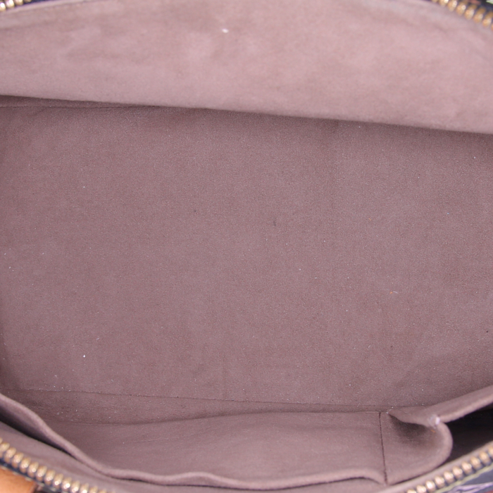 Borsa da spalla o a mano Louis Vuitton Rita in tela monogram cerata multicolore nera e pelle naturale - Detail D3