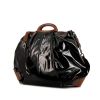 Marni Balloon weekend bag in black patent leather and brown leather - 00pp thumbnail