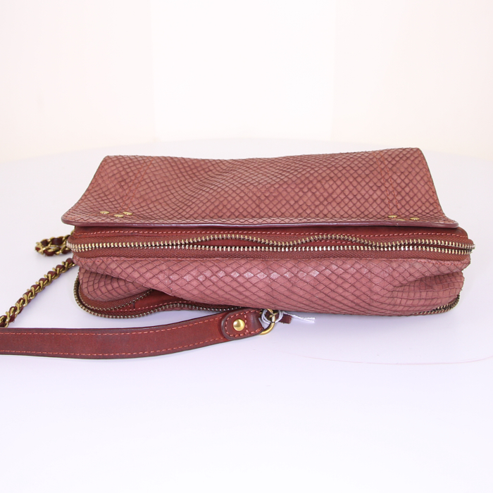 Sac bandoulière Jerome Dreyfuss Bobi en cuir rose - Detail D4