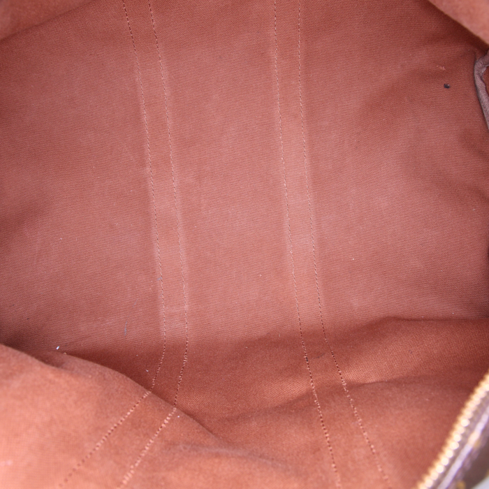 Louis Vuitton Keepall 45 travel bag in brown monogram canvas and natural leather - Detail D2