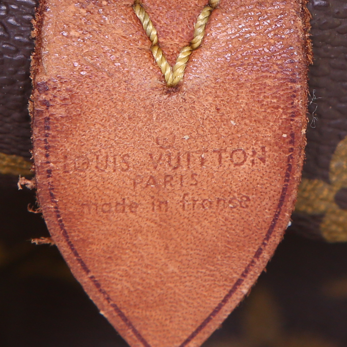 Sac de voyage Louis Vuitton Keepall 45 en toile monogram marron et cuir naturel - Detail D3