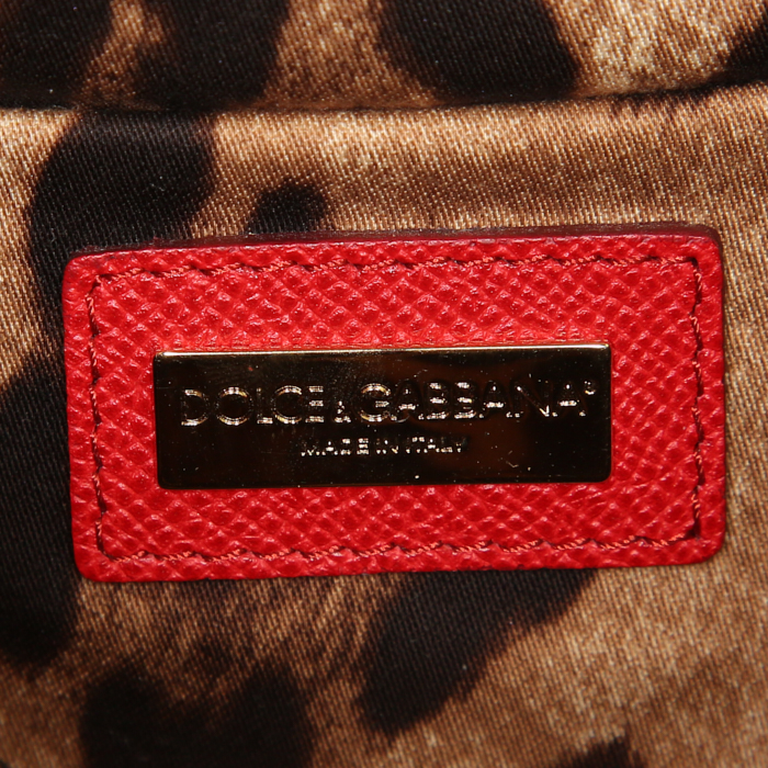 Dolce
Gabbana Sicily small model shoulder bag in red grained leather - Detail D4
