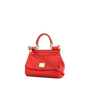 Borsa a tracolla Dolce 
Gabbana Sicily modello piccolo in pelle martellata rossa
