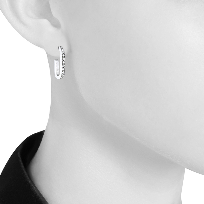 Dinh Van size L hoop earrings in white gold and diamonds