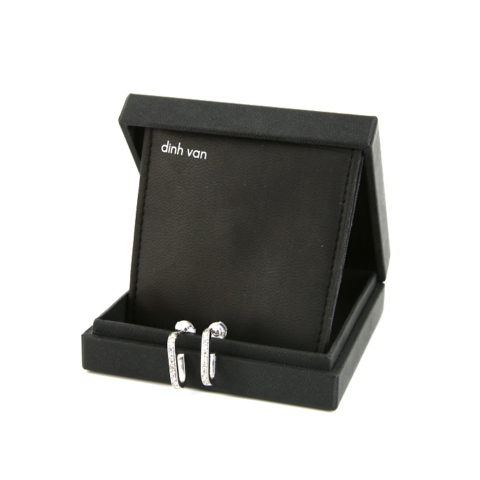 Dinh Van size L hoop earrings in white gold and diamonds - Detail D2