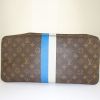 Louis Vuitton Neverfull medium model shopping bag in brown, blue and white monogram canvas and natural leather - Detail D4 thumbnail
