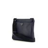 Prada shoulder bag in navy blue leather and black canvas - 00pp thumbnail