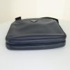 Prada shoulder bag in navy blue leather and black canvas - Detail D4 thumbnail