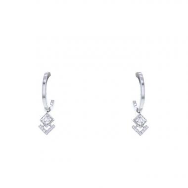 Paire de petites créoles Messika My Soul en or blanc et diamants