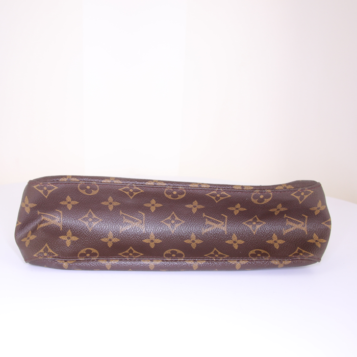 Louis Vuitton Looping small model handbag in brown monogram canvas and natural leather - Detail D4