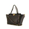 Valentino Garavani Rockstud trapeze bag worn on the shoulder or carried in the hand in black leather - 00pp thumbnail